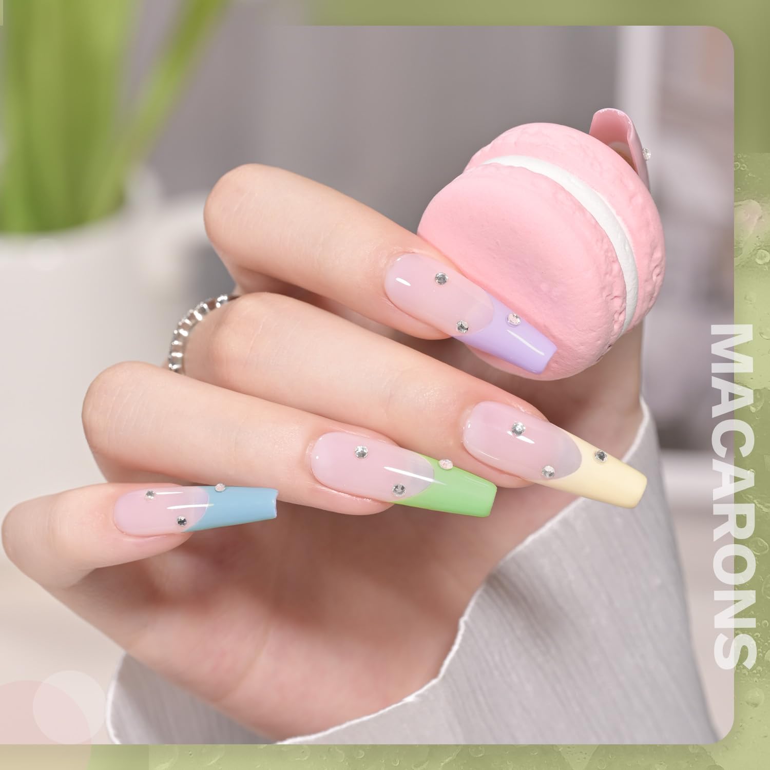 Six pastel macaron gel nail polish bottles in soft yellow, pink, mint, blue, peach and lavender from GAOY - 4