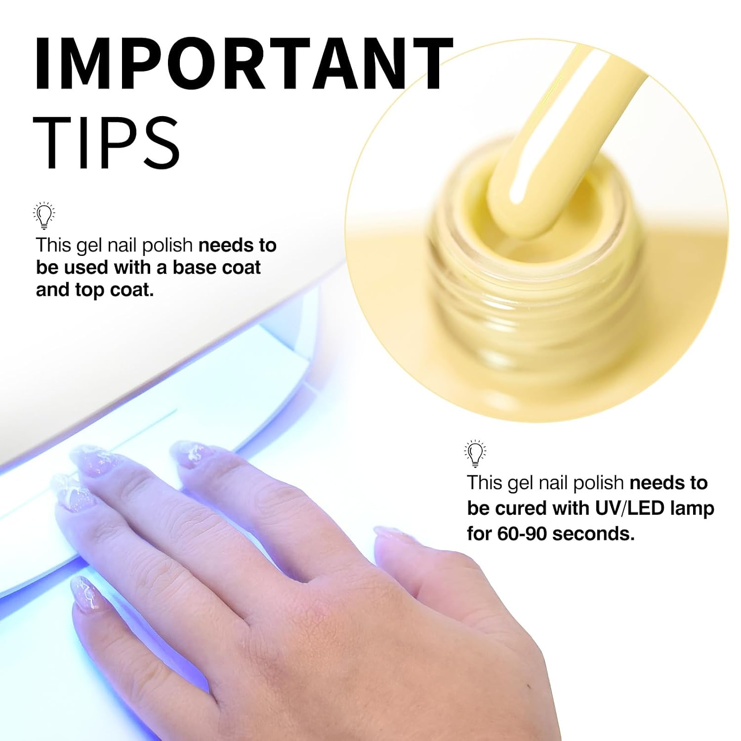 CANNI pastel yellow 9ml gel nail polish bottle with swatched nails - 4