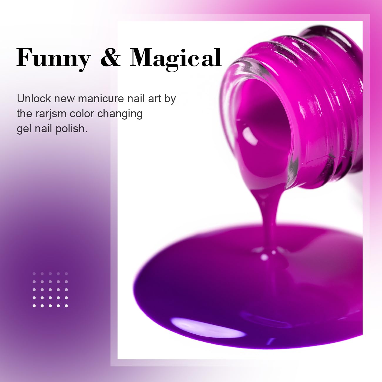 15ml bottle of thermal purple gel nail polish showing dark and bright purple color change - 4