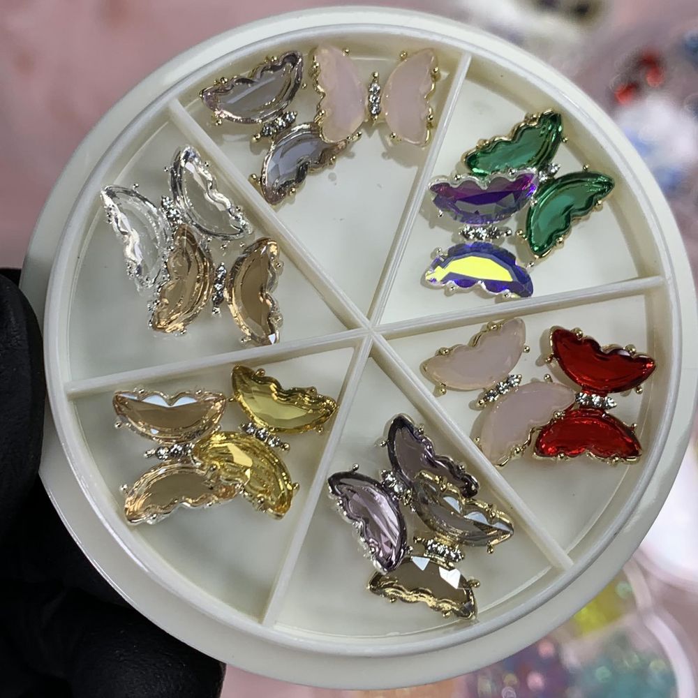 butterfly rhinestone nail charms set - 2
