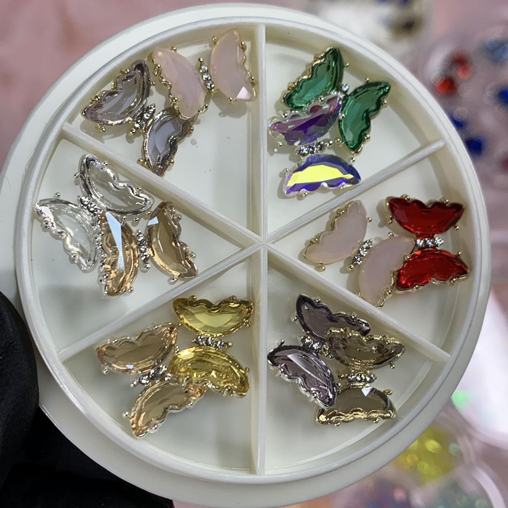 butterfly rhinestone nail charms set - 3