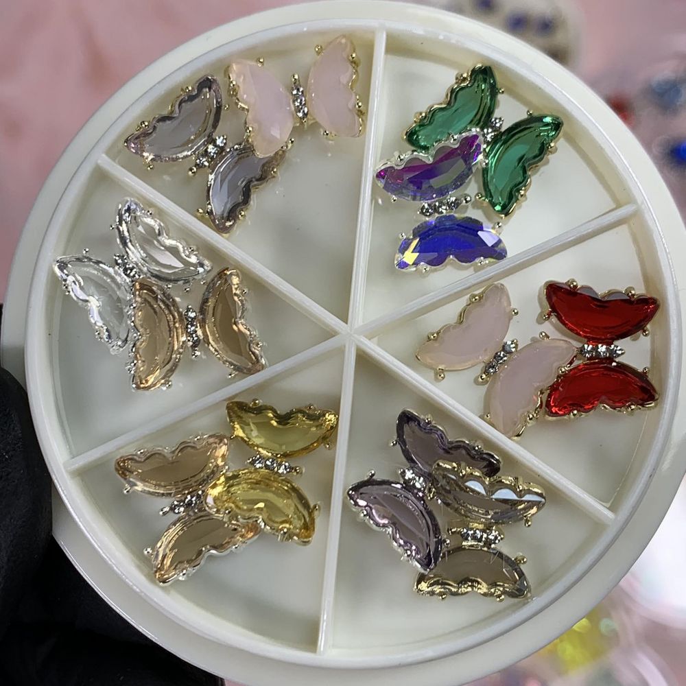 butterfly rhinestone nail charms set - 4