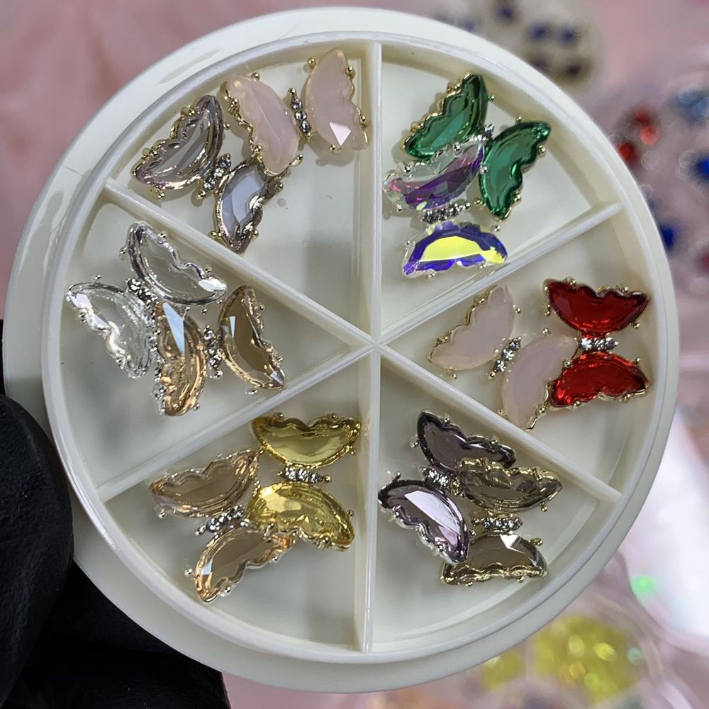 butterfly rhinestone nail charms set - 5