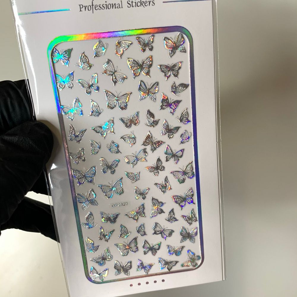 metal holographic nail stickers pack - 4