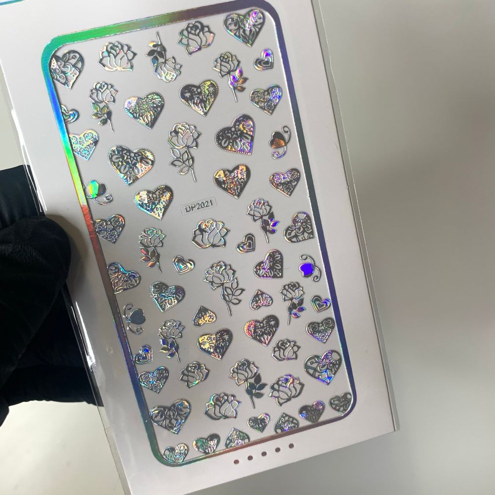 metal holographic nail stickers pack - 8