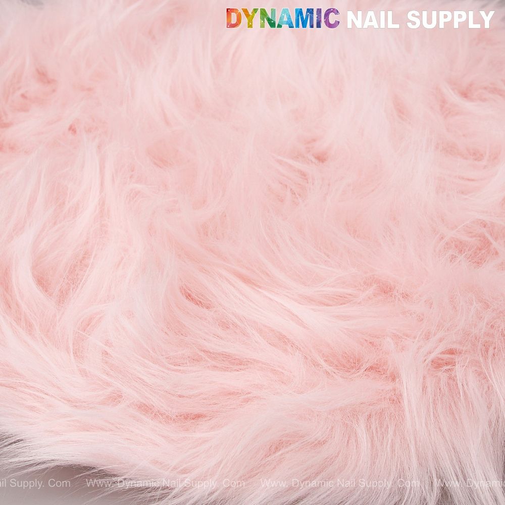 light pink round faux fur mat - 3